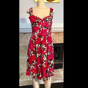 Donna Ricco Sleeveless Pink Black Linen Dress 10